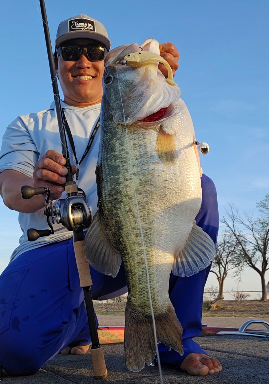 A bass guide with a huge Texas largemouth.