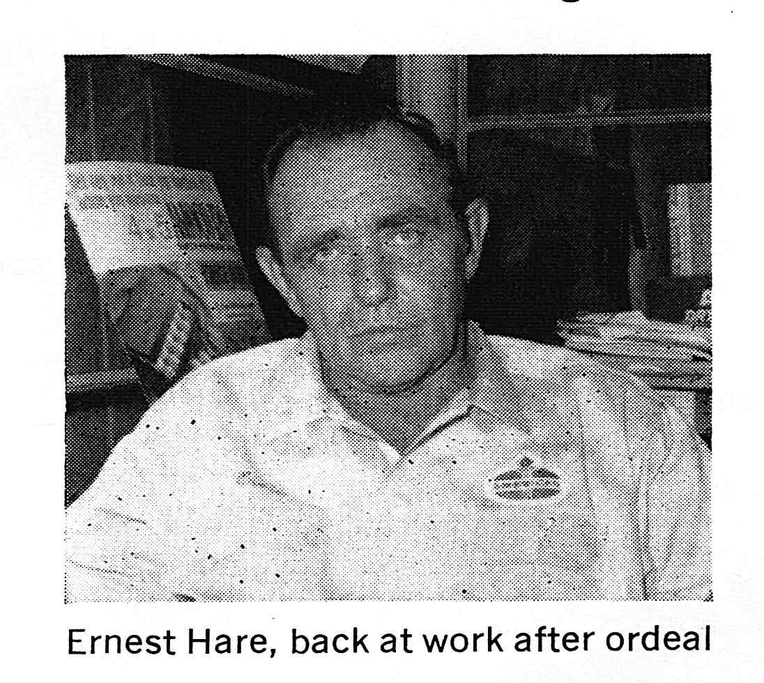 A black and white photo of ernest hare, who was lost in the open water of hte gulf.
