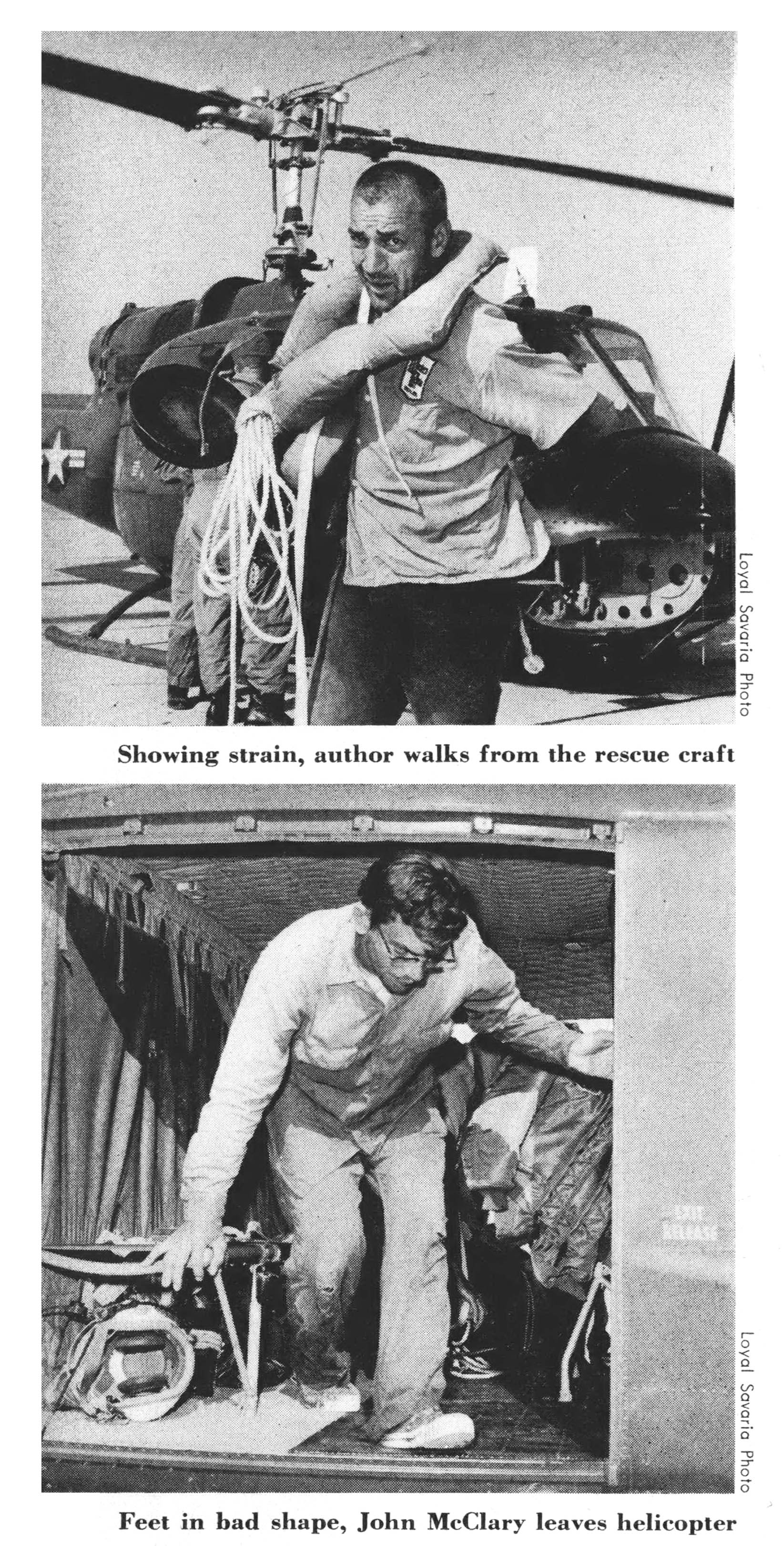 old black and white photographs of two fishermen who were rescued from Devil's Gorge