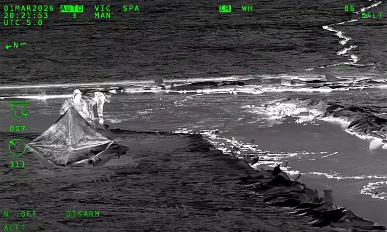 Two ice fishermen stranded on Lake Erie.