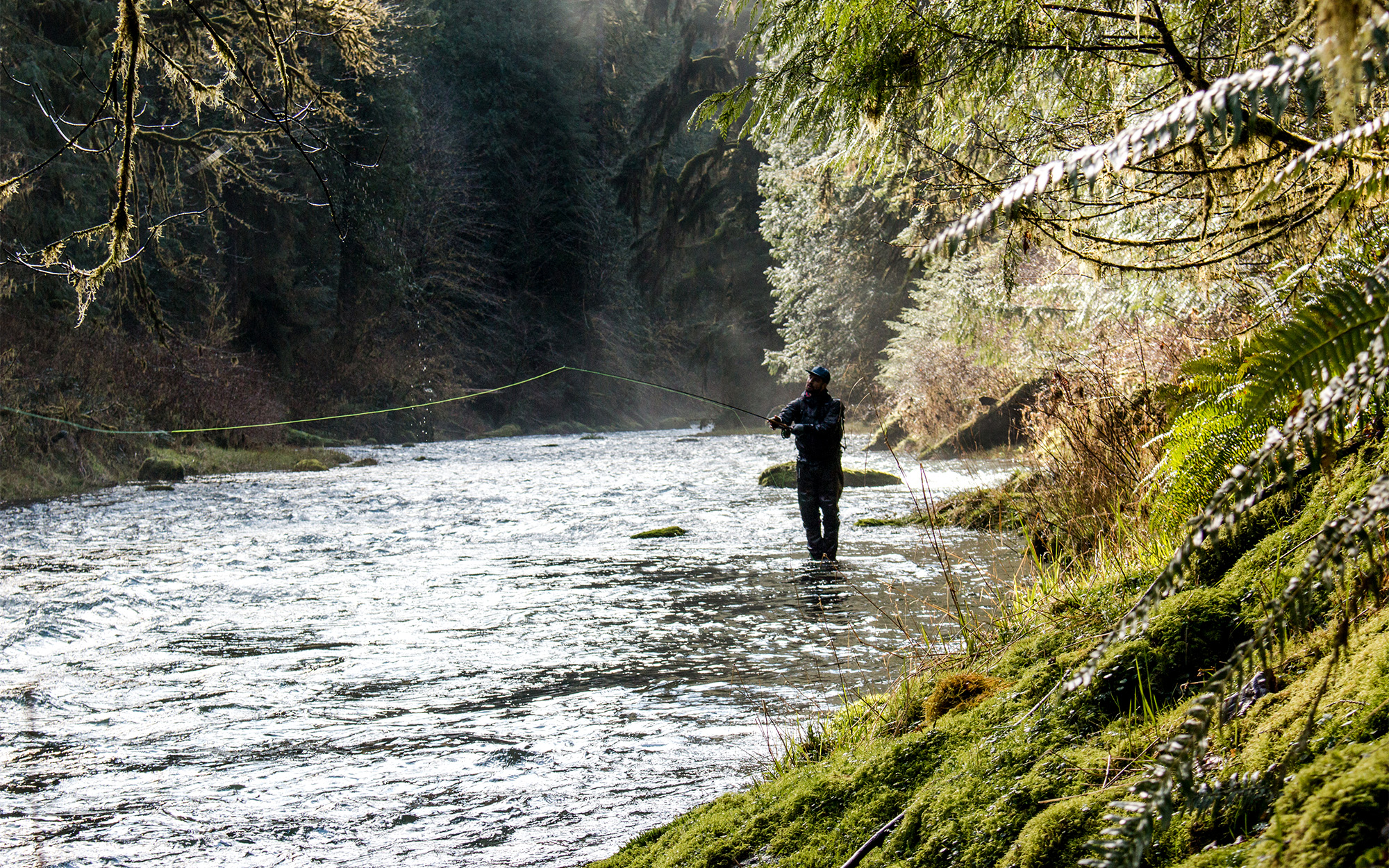 A steelhead fisherman in the Pacific Northwest.