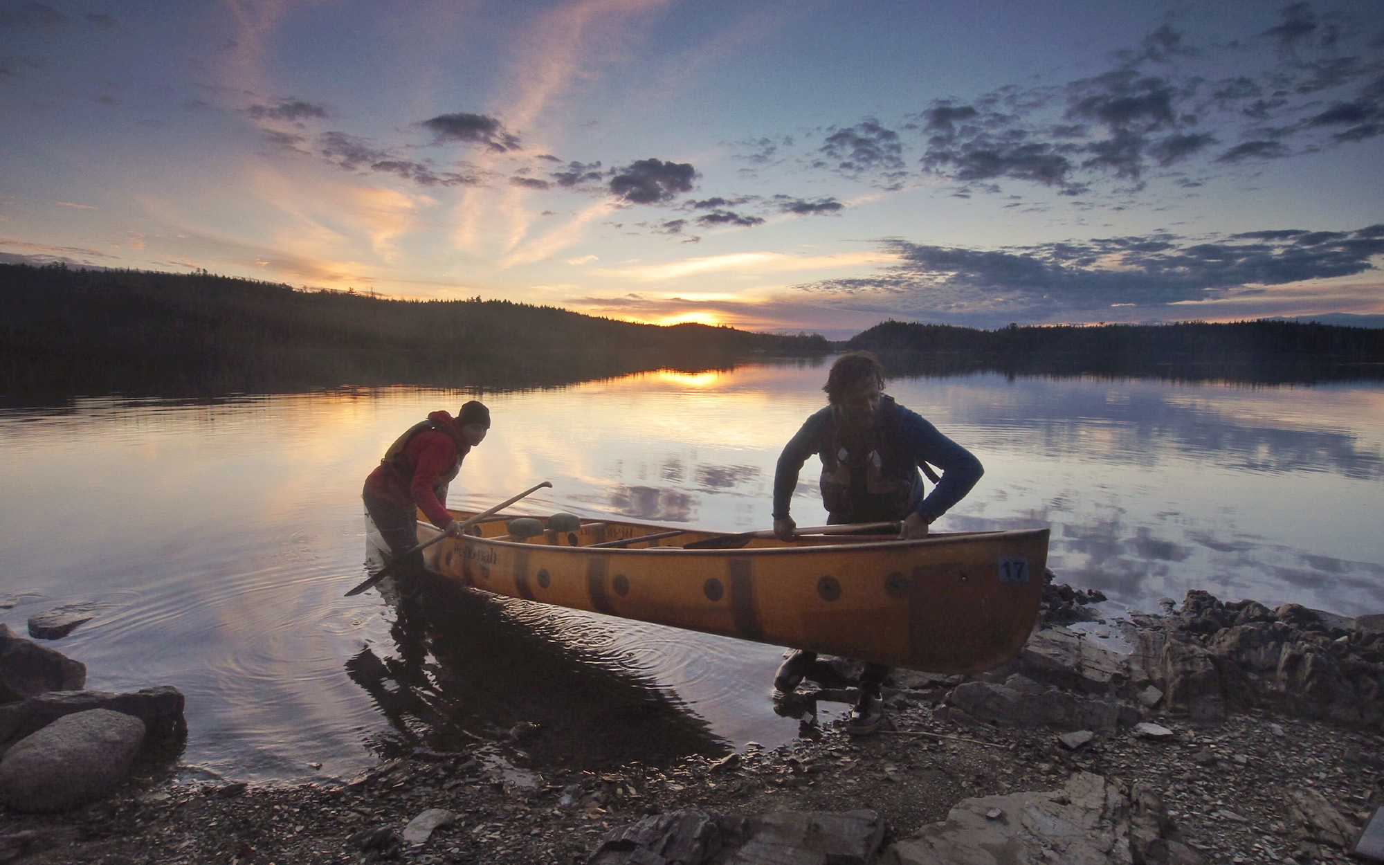 Two canoeists in the Boundary Waters.