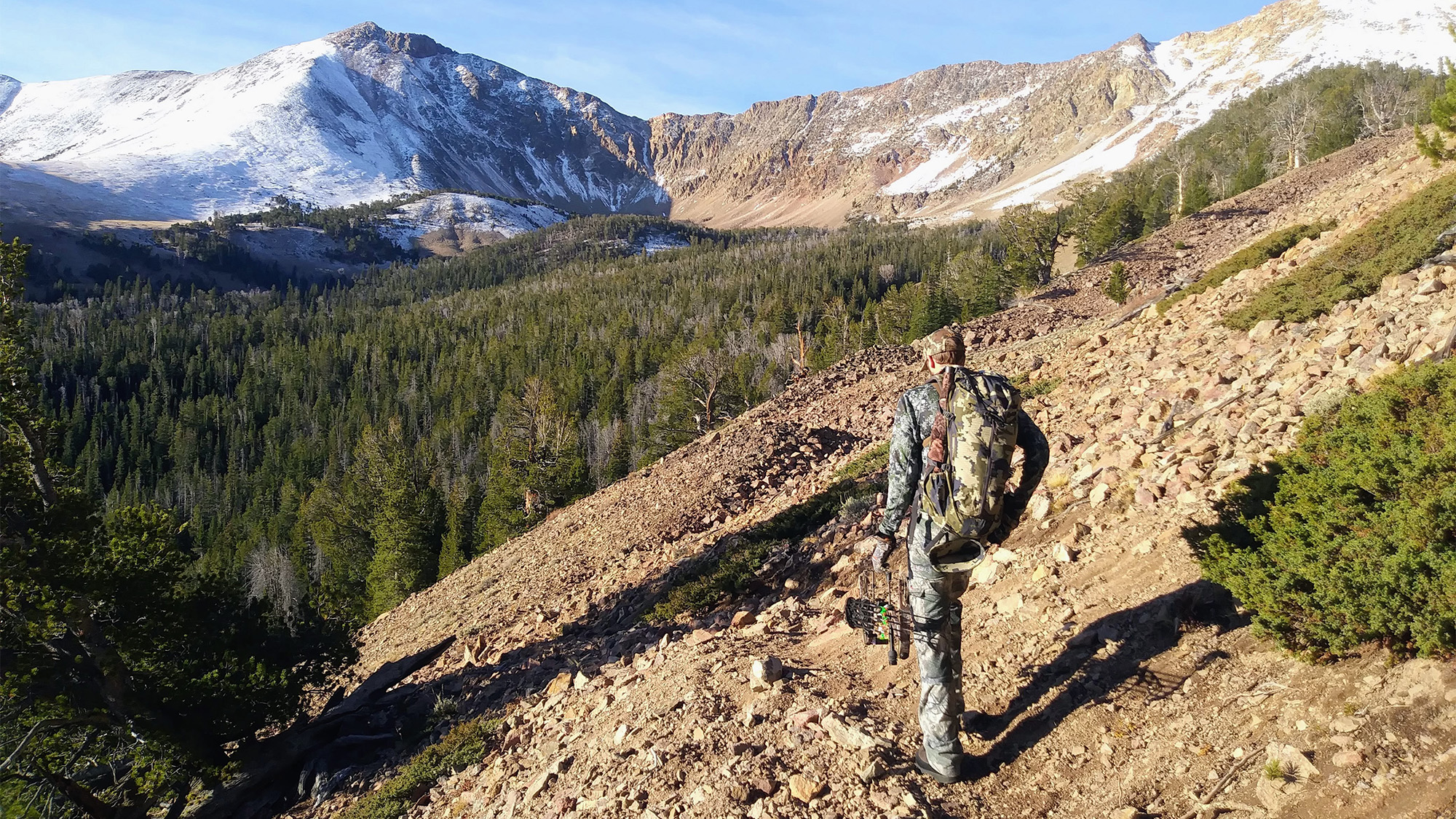 A hunter hikes in a roadless area in Montana.