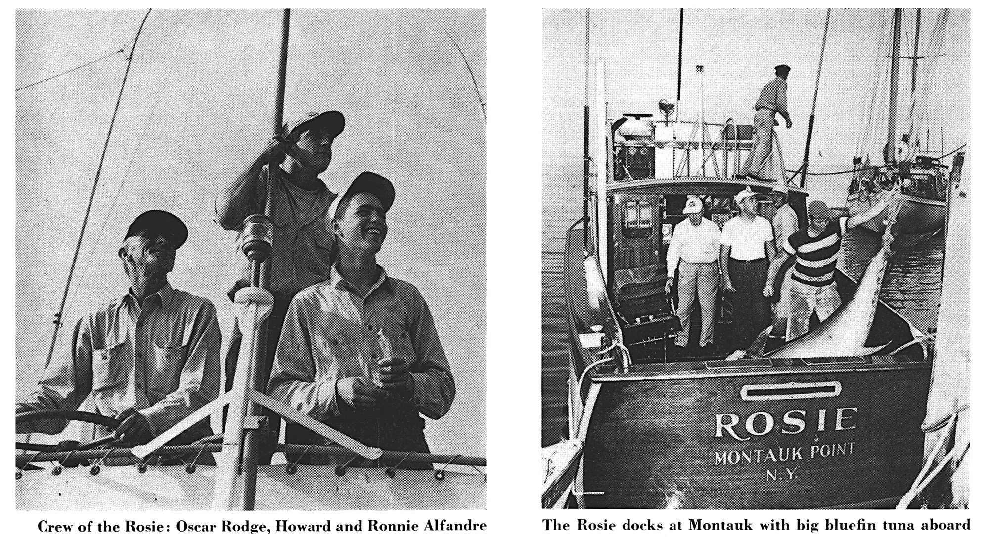 Two black and white photos of tuna fishermen