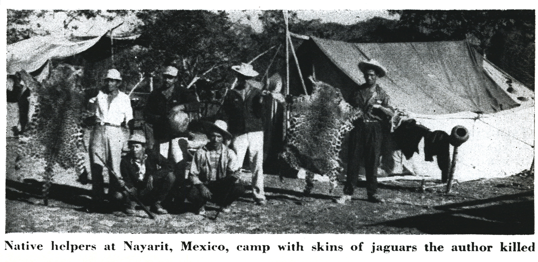 An old black and white photo of a tent