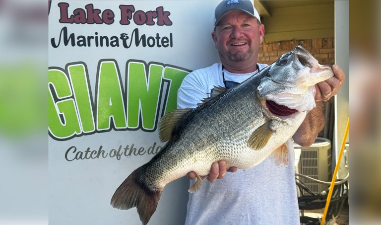 A Texas angler with a 13-pound bass.