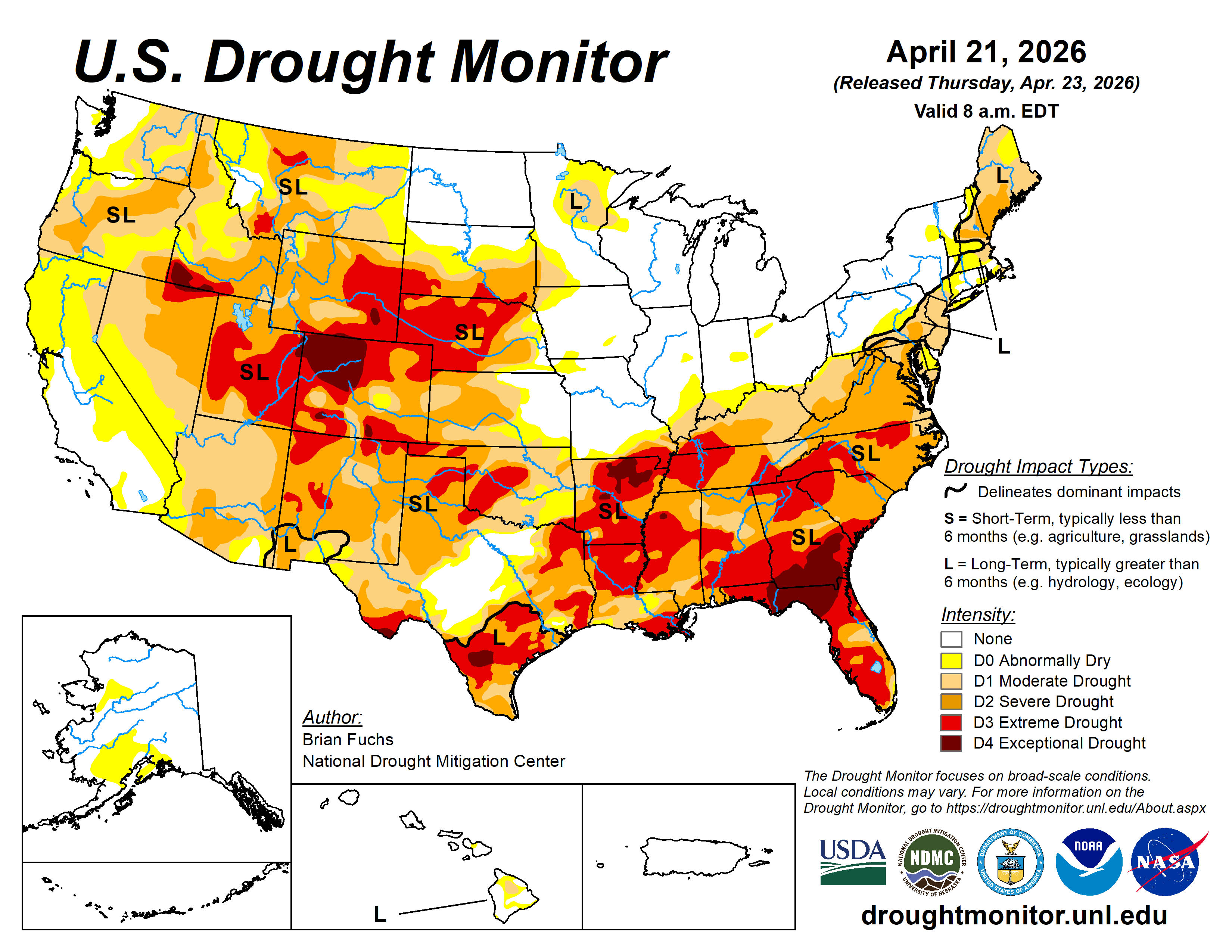 A map of the US drought monitor