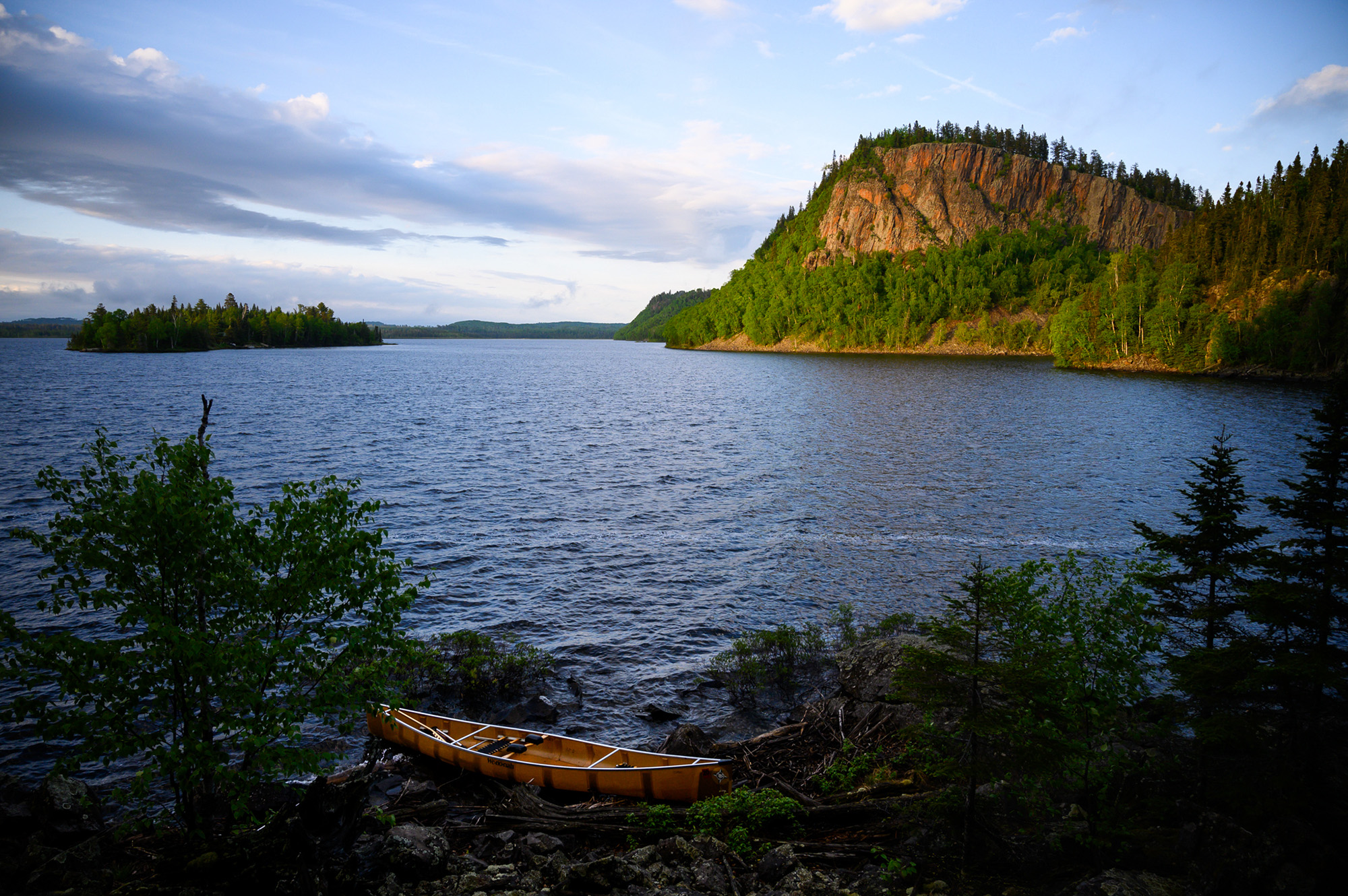 A boat pulled ashore in the BWCA.