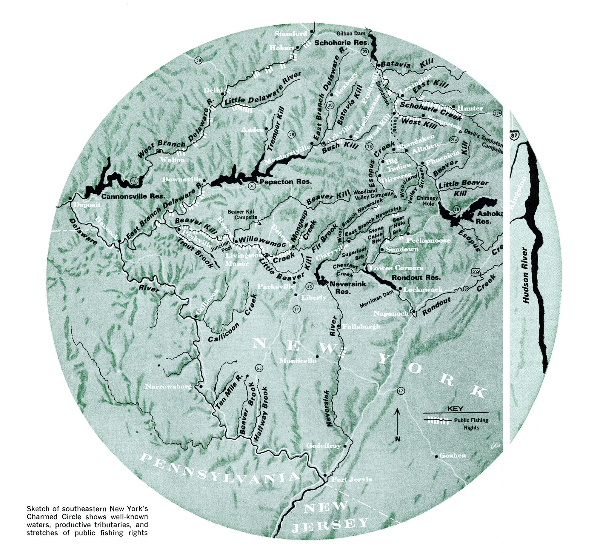an illustration of a map of the catskills