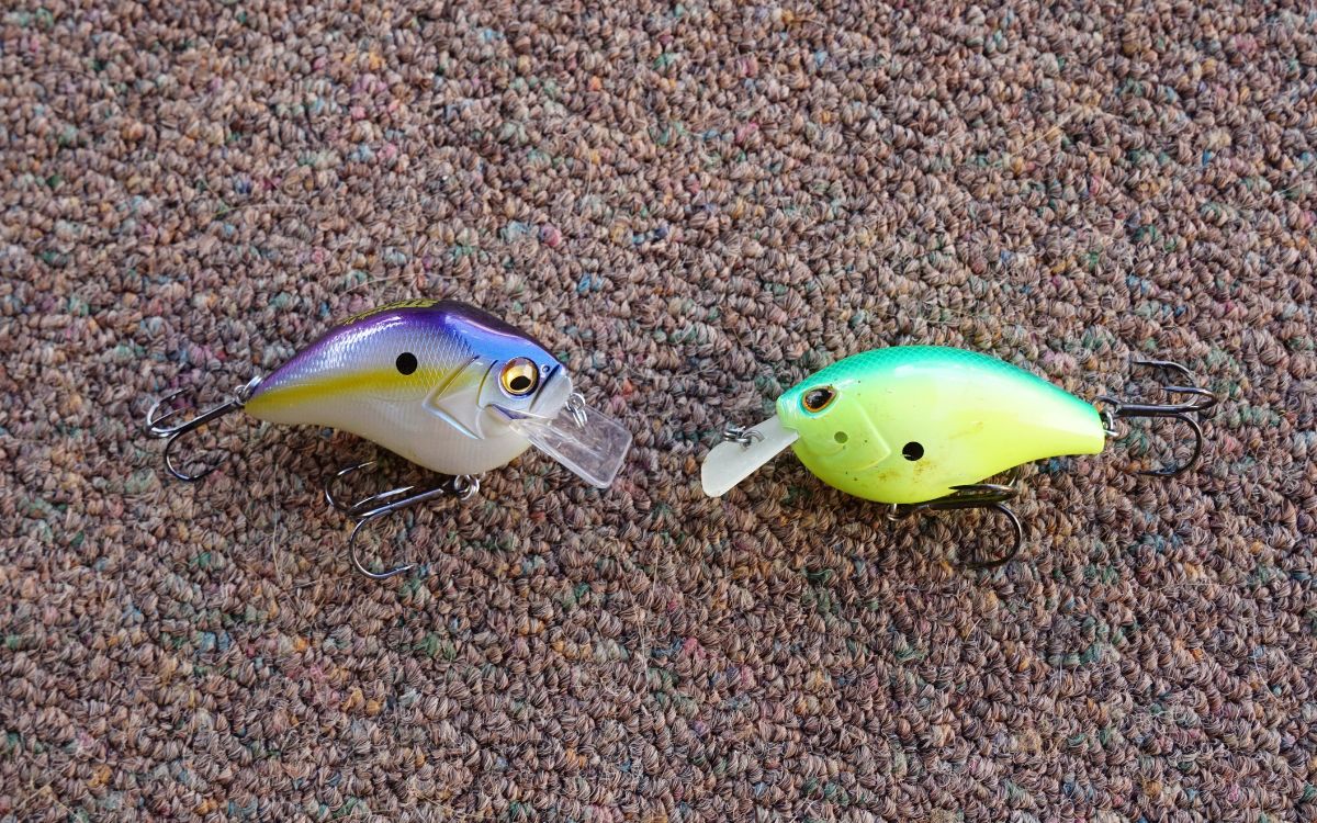 Two squarebill crankbaits lying side by side