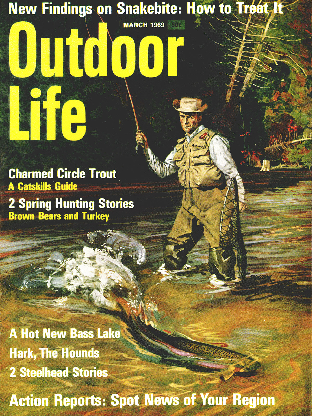 The March 1969 cover of outdoor life magazine.