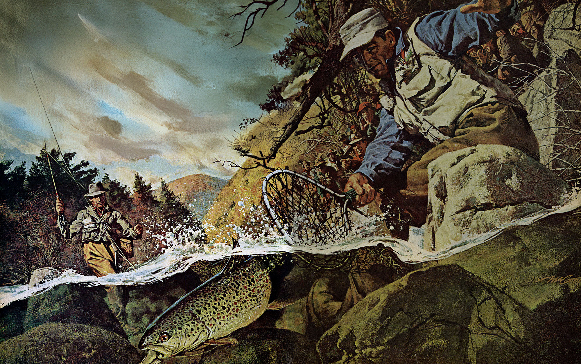 An illustration of  fishing in the catskills