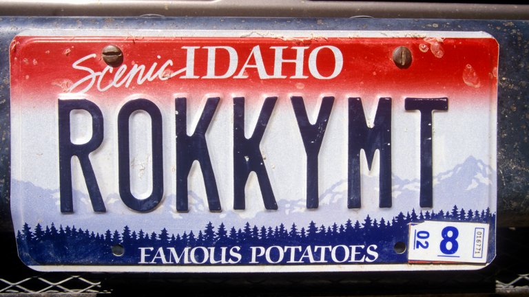 An Idaho license plate.