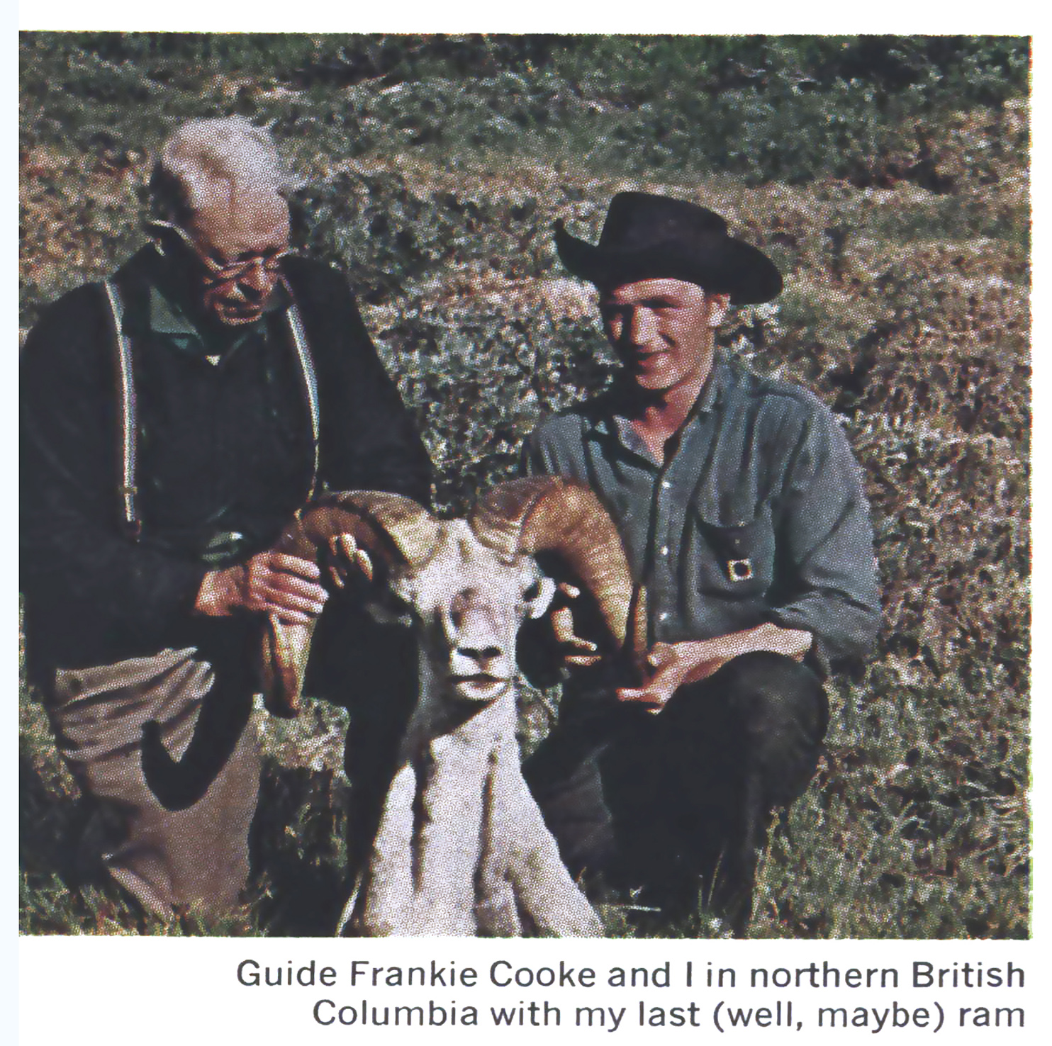 an old color photo of Jack O'Connor on a sheep hunt.