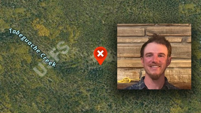 An onX pin showing where the body of Kaden Sites was found.