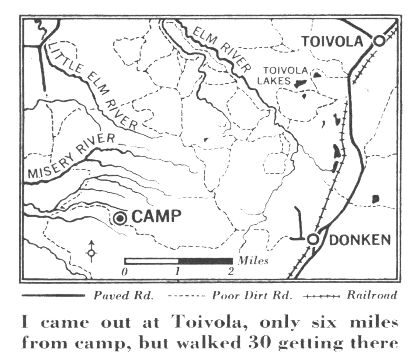 A map of a man's escape route.