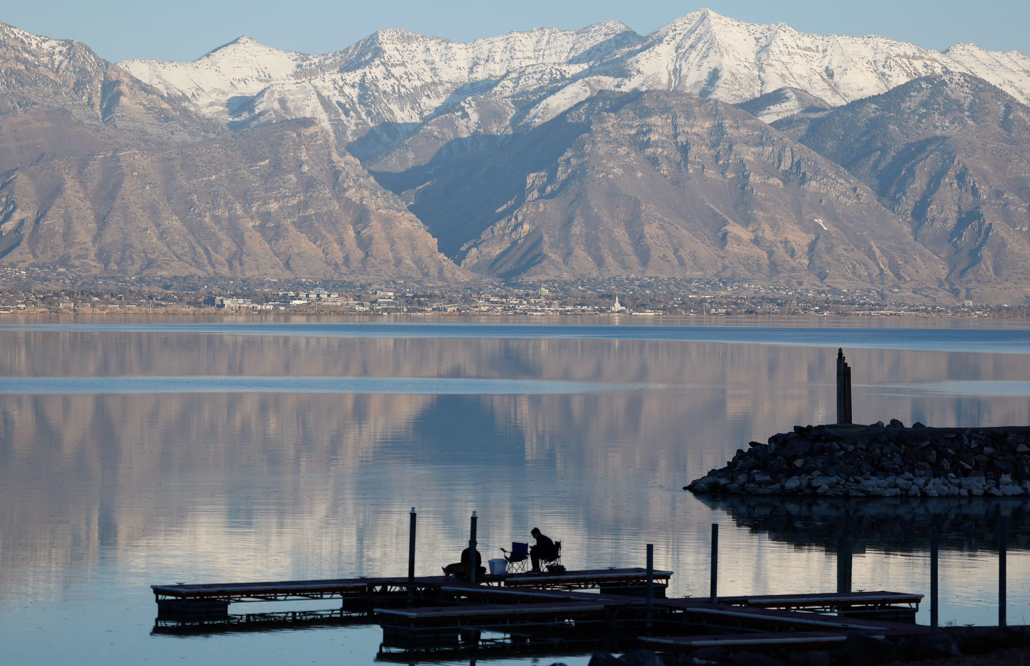 low snowpack on Wasatch Mountains in February
