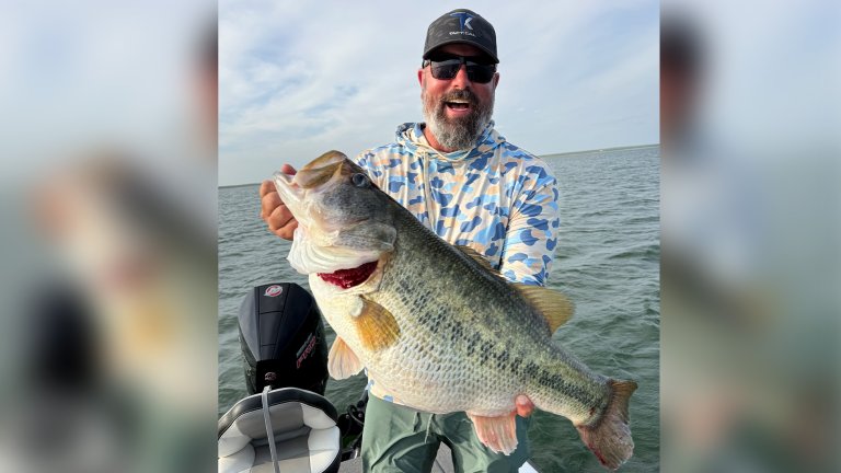 An angler with a huge Texas largemouth.