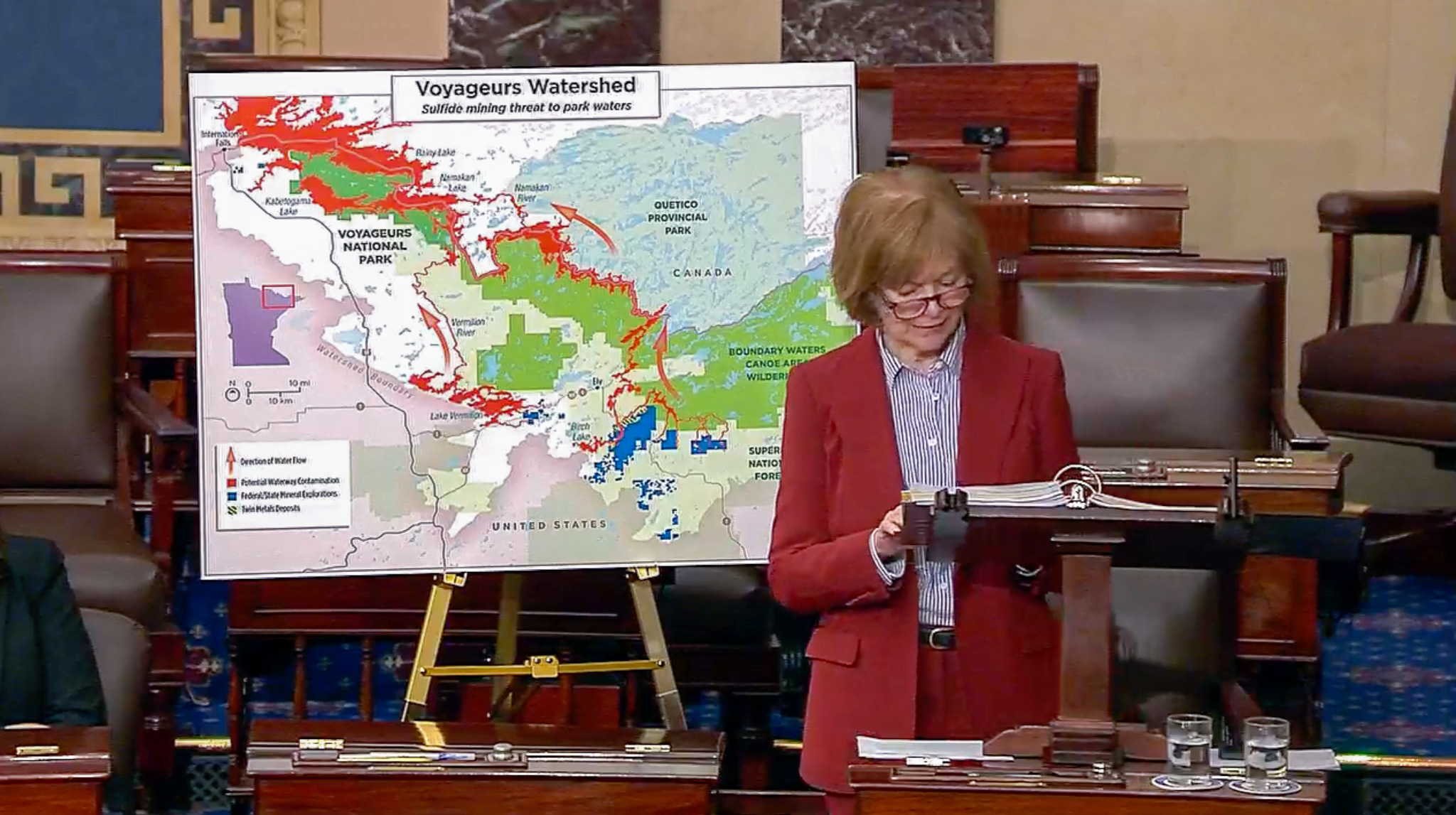Sen. Tina Smith speaking from the Senate floor about the BWCA.