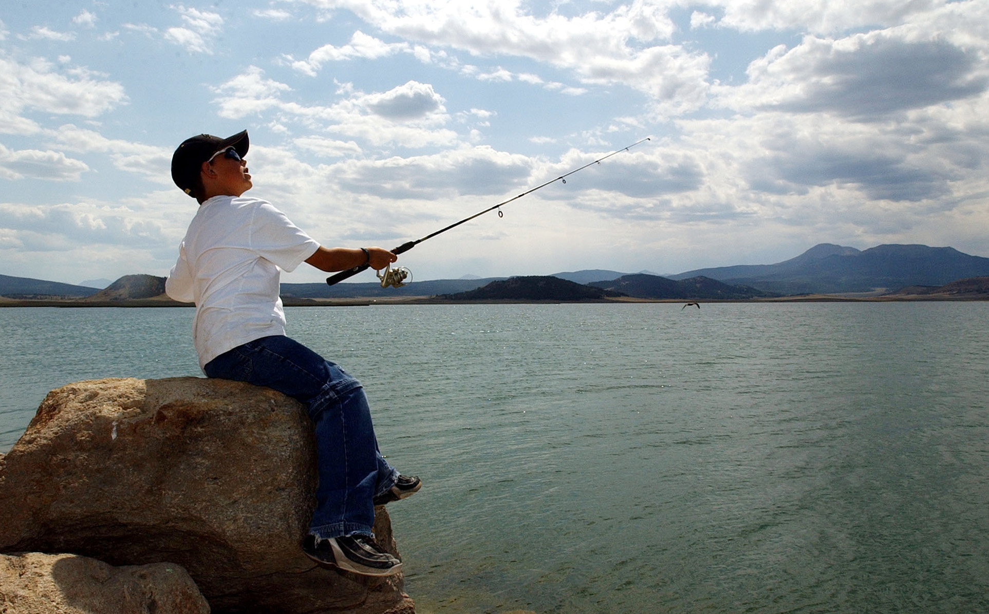 A kid fishing at Antero Reservoir
