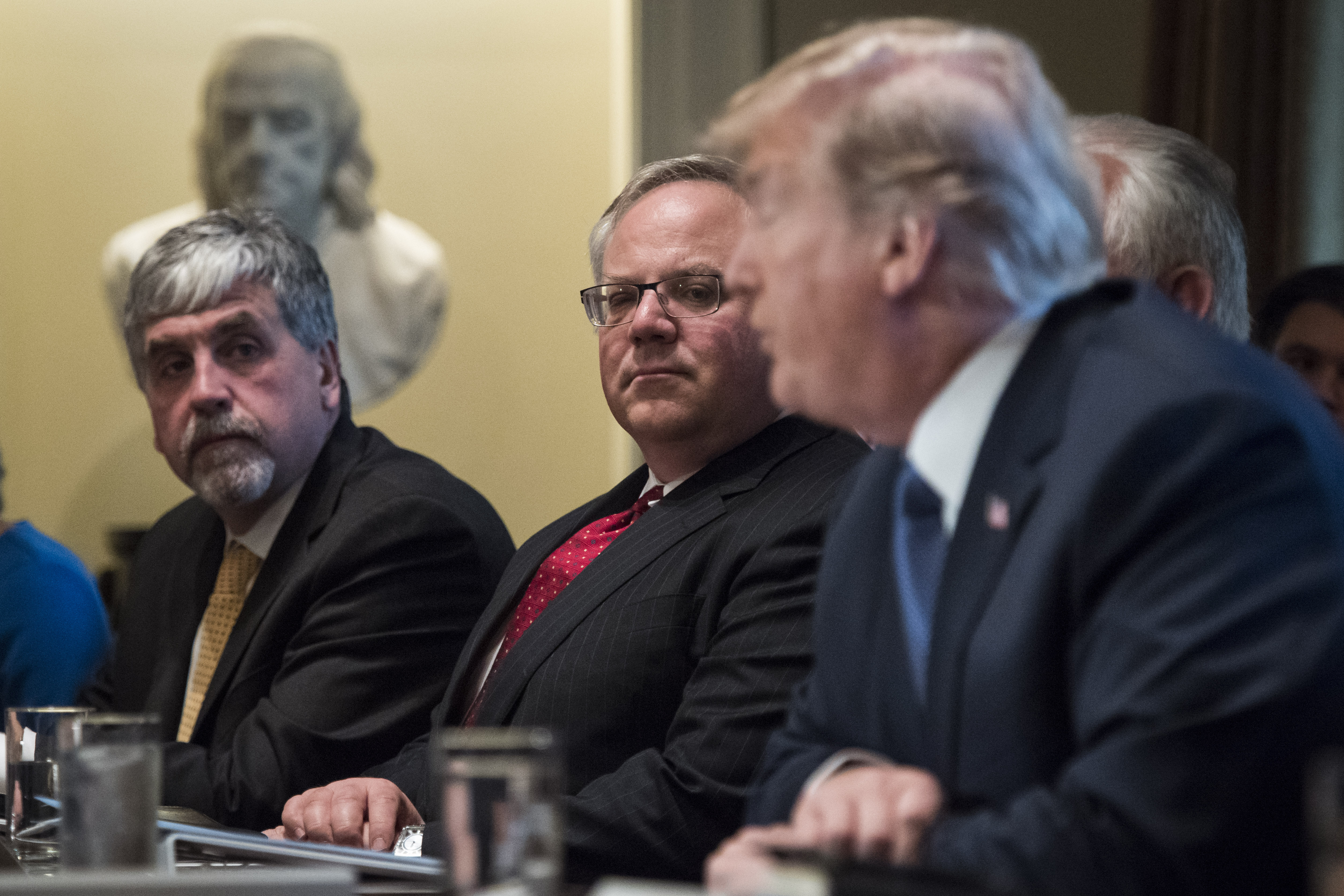 WASHINGTON, DC - NOVEMBER 1: Deputy Secretary of Department of Interior David Bernhardt listens as President Donald Trump speaks during a Cabinet Meeting in the Cabinet Room at the White House in Washington, DC on Tuesday, Nov. 01, 2017. (Photo by Jabin Botsford/The Washington Post via Getty Images)