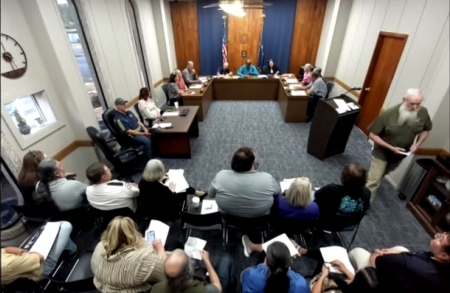 A screenshot of a police jury meeting.