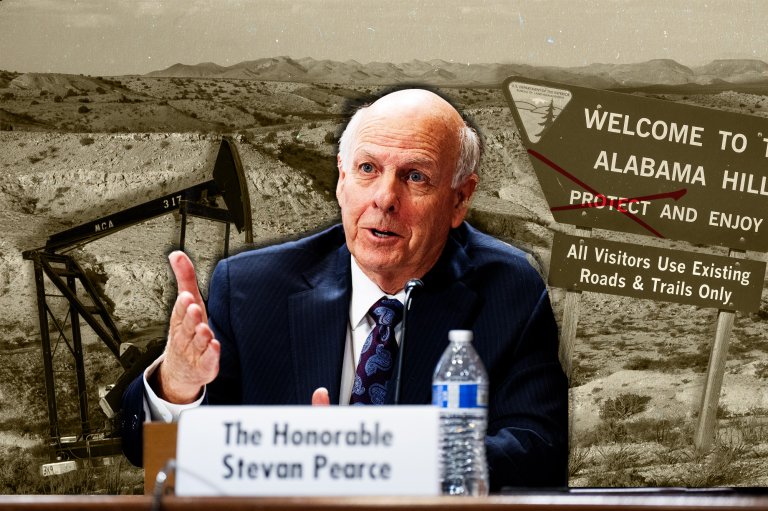 A photo illustration of BLM Director Pearce