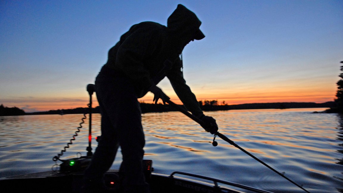 An angler fishing for muskie.