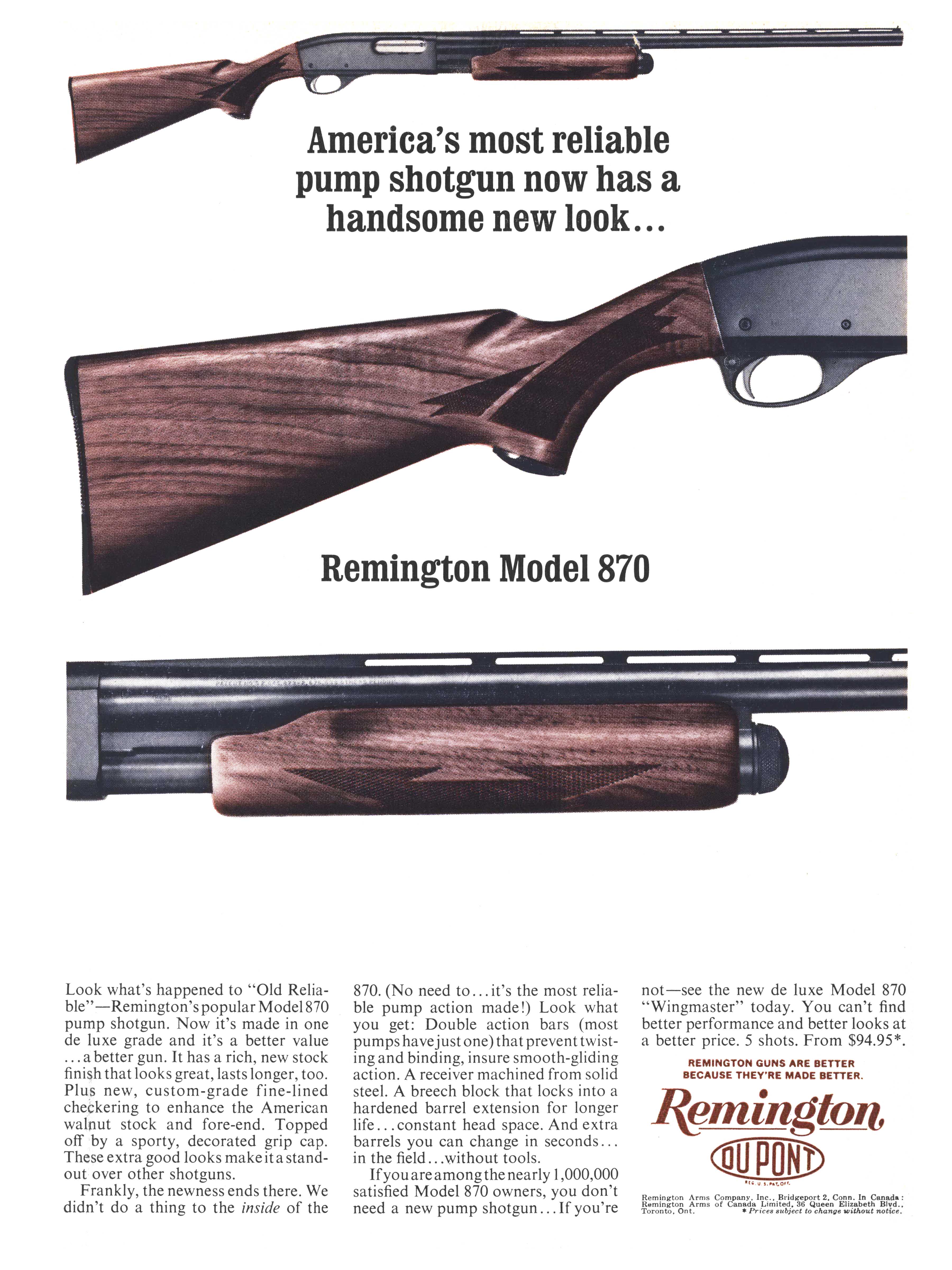 An old ad for the Remington Model 870.