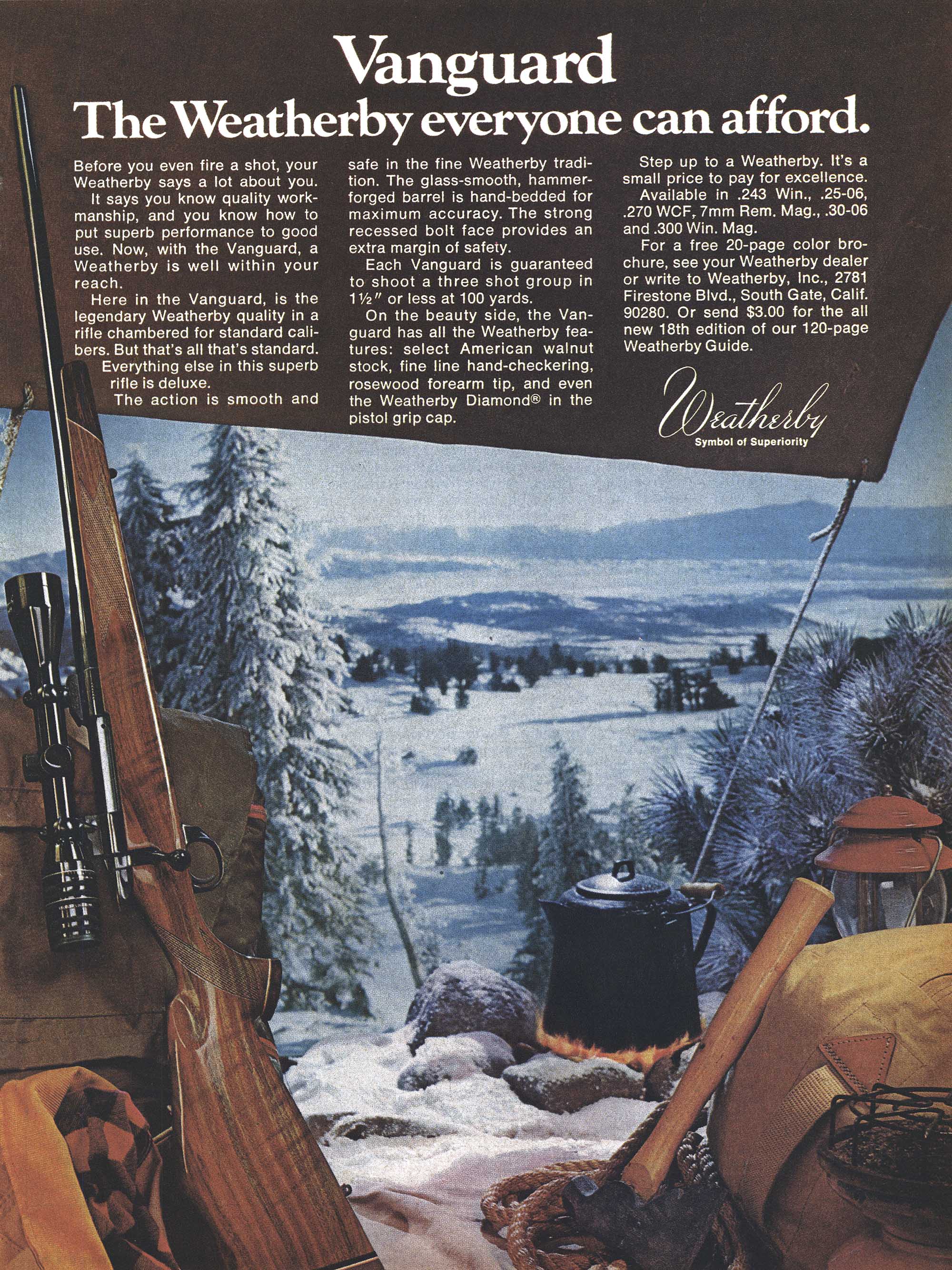 A Weatherby Vanguard gun ad from the pages of Outdoor Life magazine
