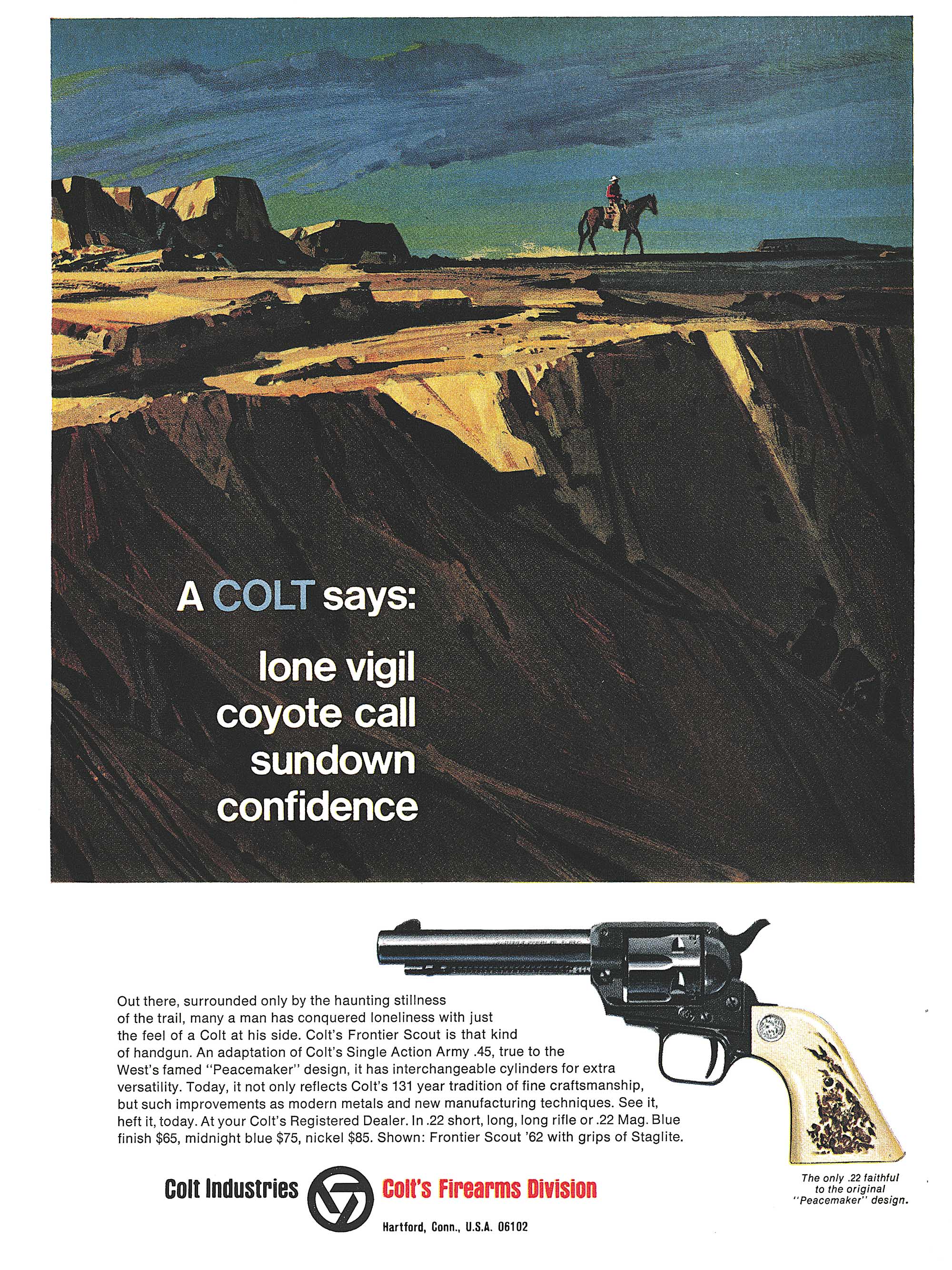 A Colt revolver gun ad from the pages of Outdoor Life magazine