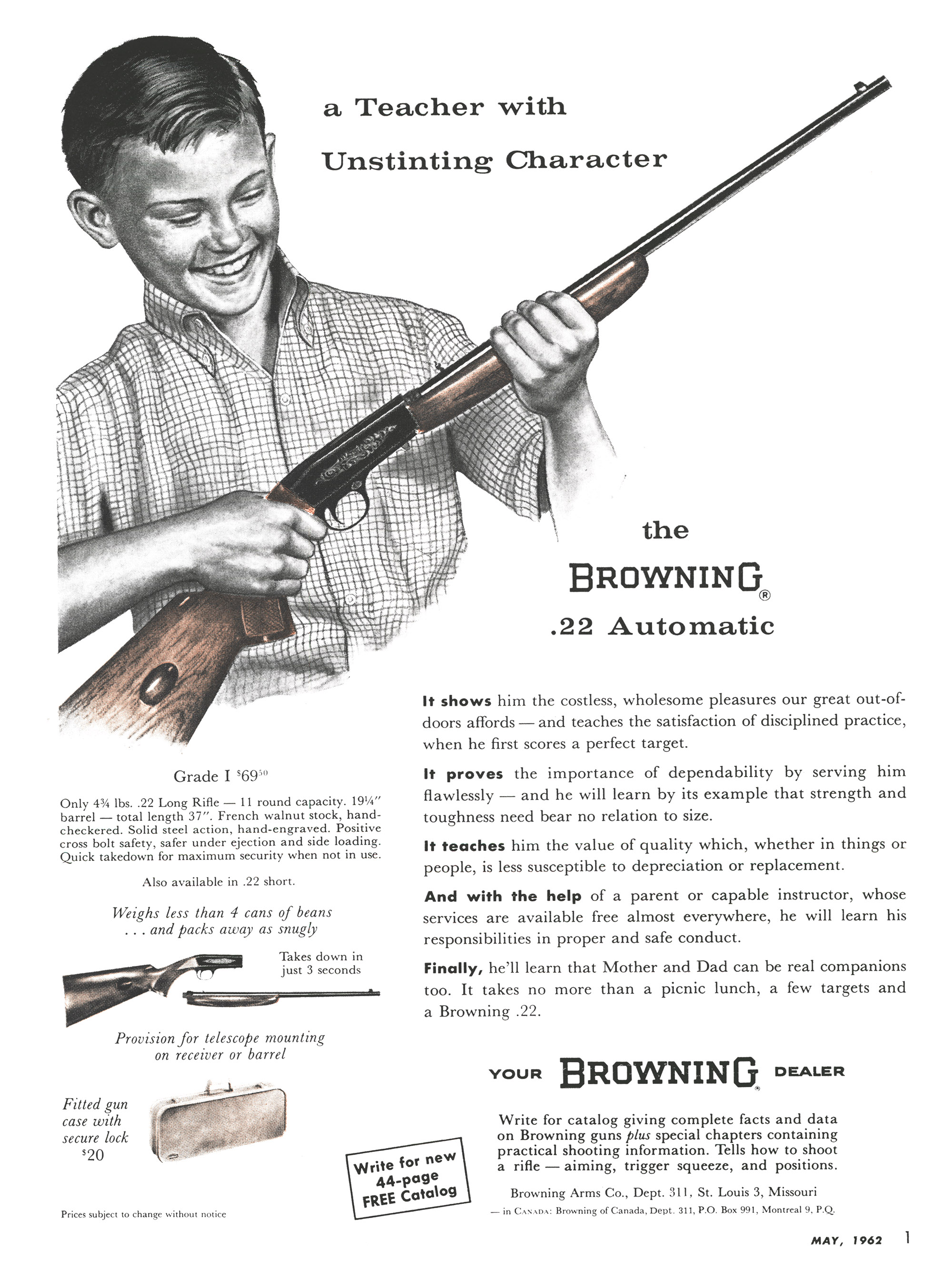 A Browning .22 automatic gun ad from the pages of Outdoor Life magazine