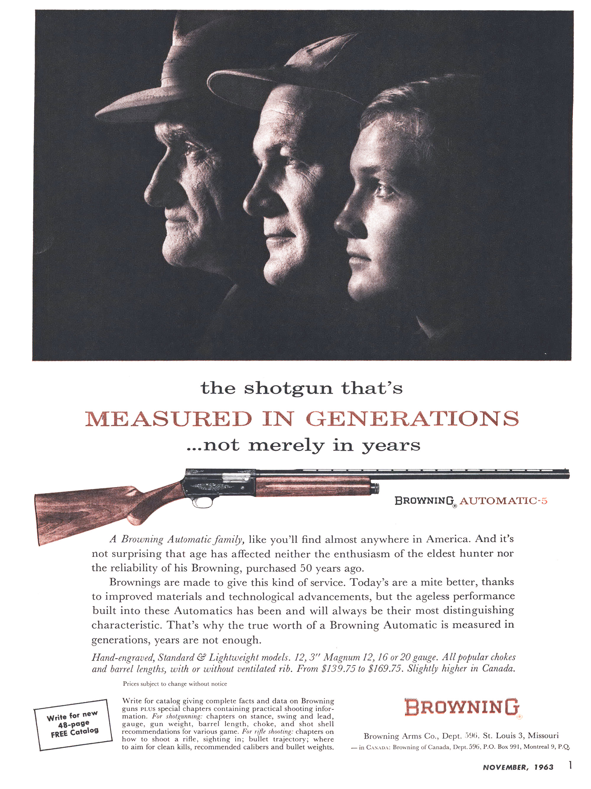 A Browning A5 gun ad from the pages of Outdoor Life magazine