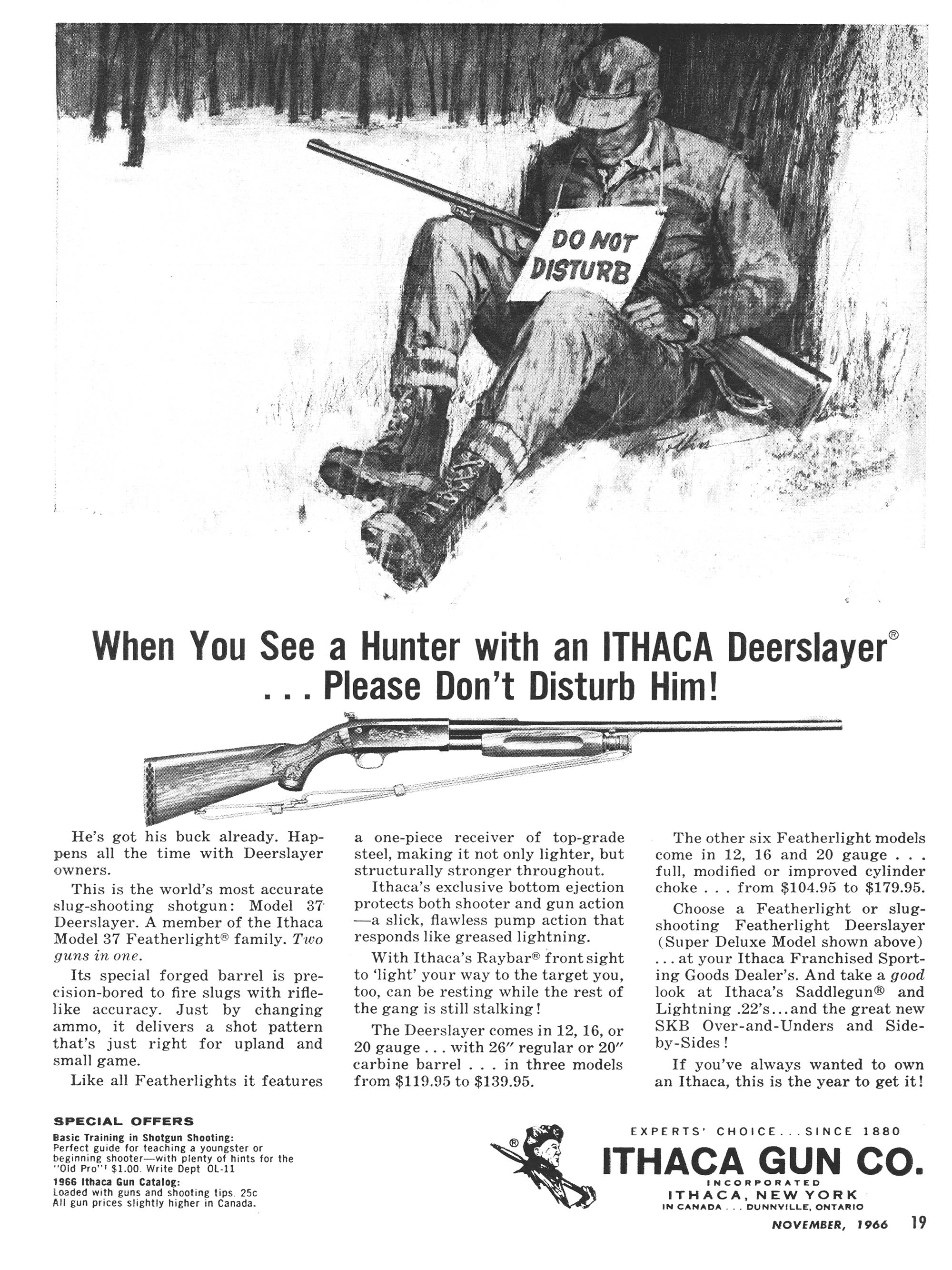 An Ithaca Deerslayer gun ad from the pages of Outdoor Life magazine