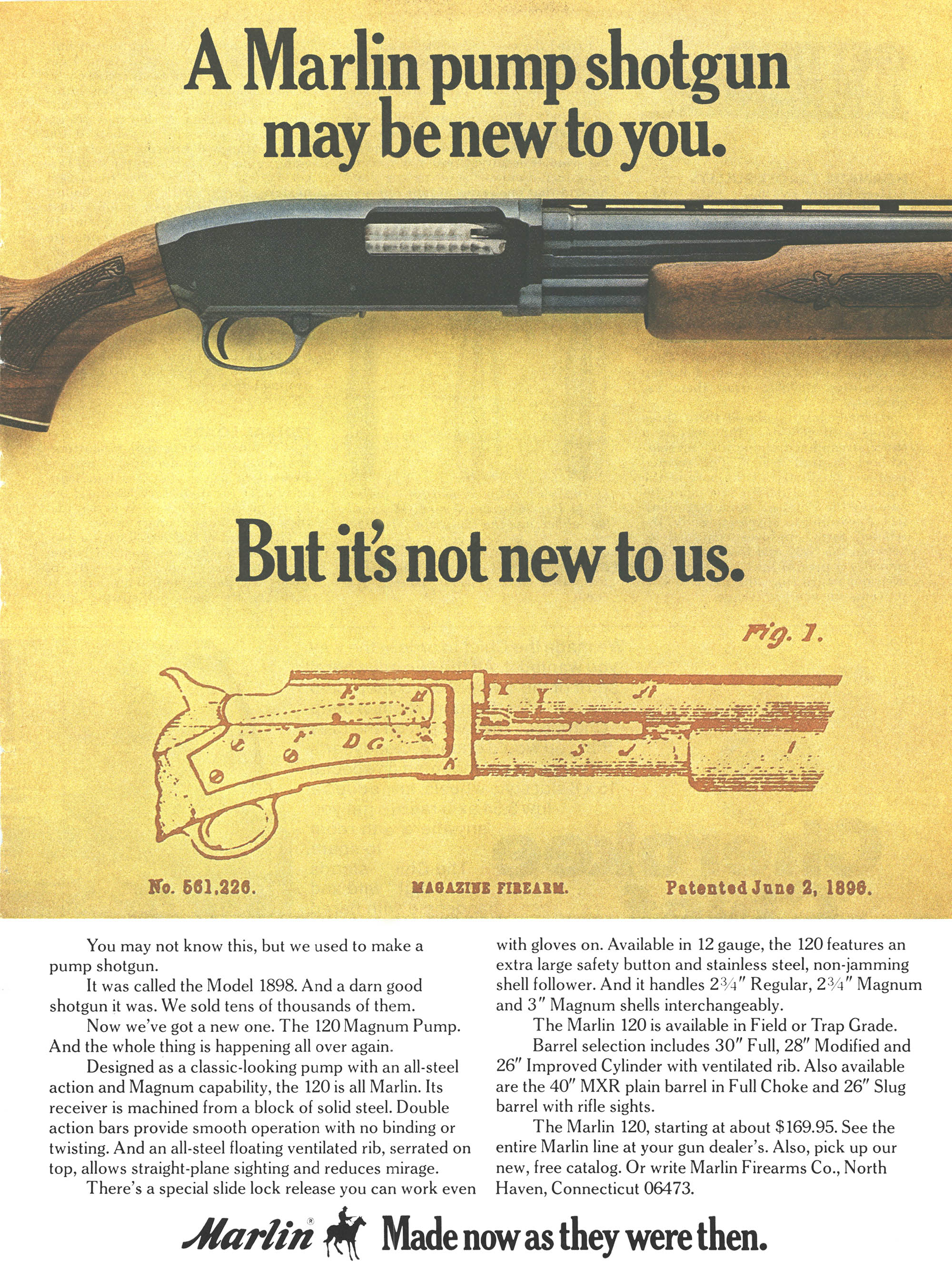 A Marlin shotgun gun ad from the pages of Outdoor Life magazine