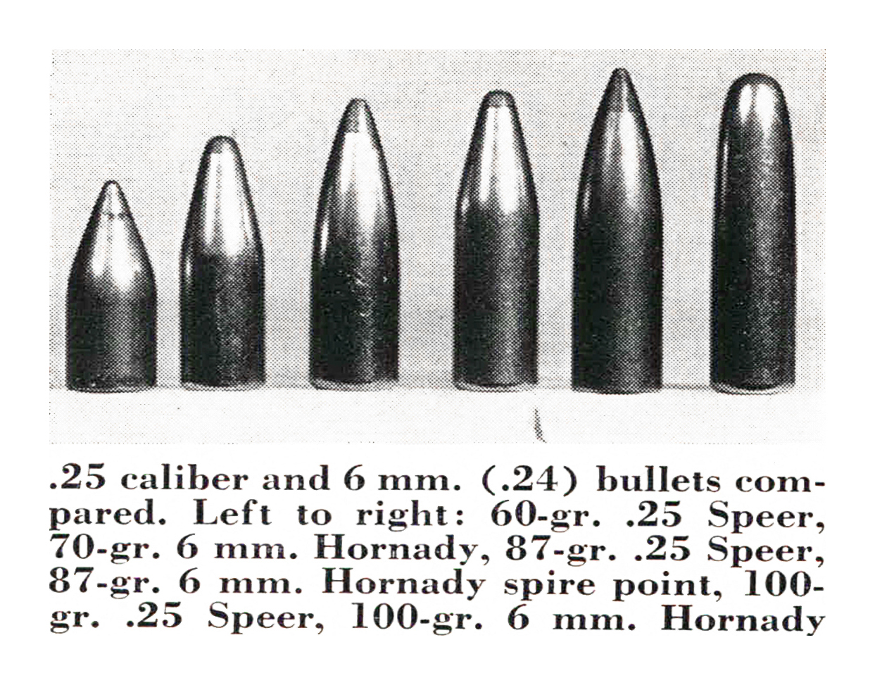 black and white photo of hunting bullets in a row not in cartridges