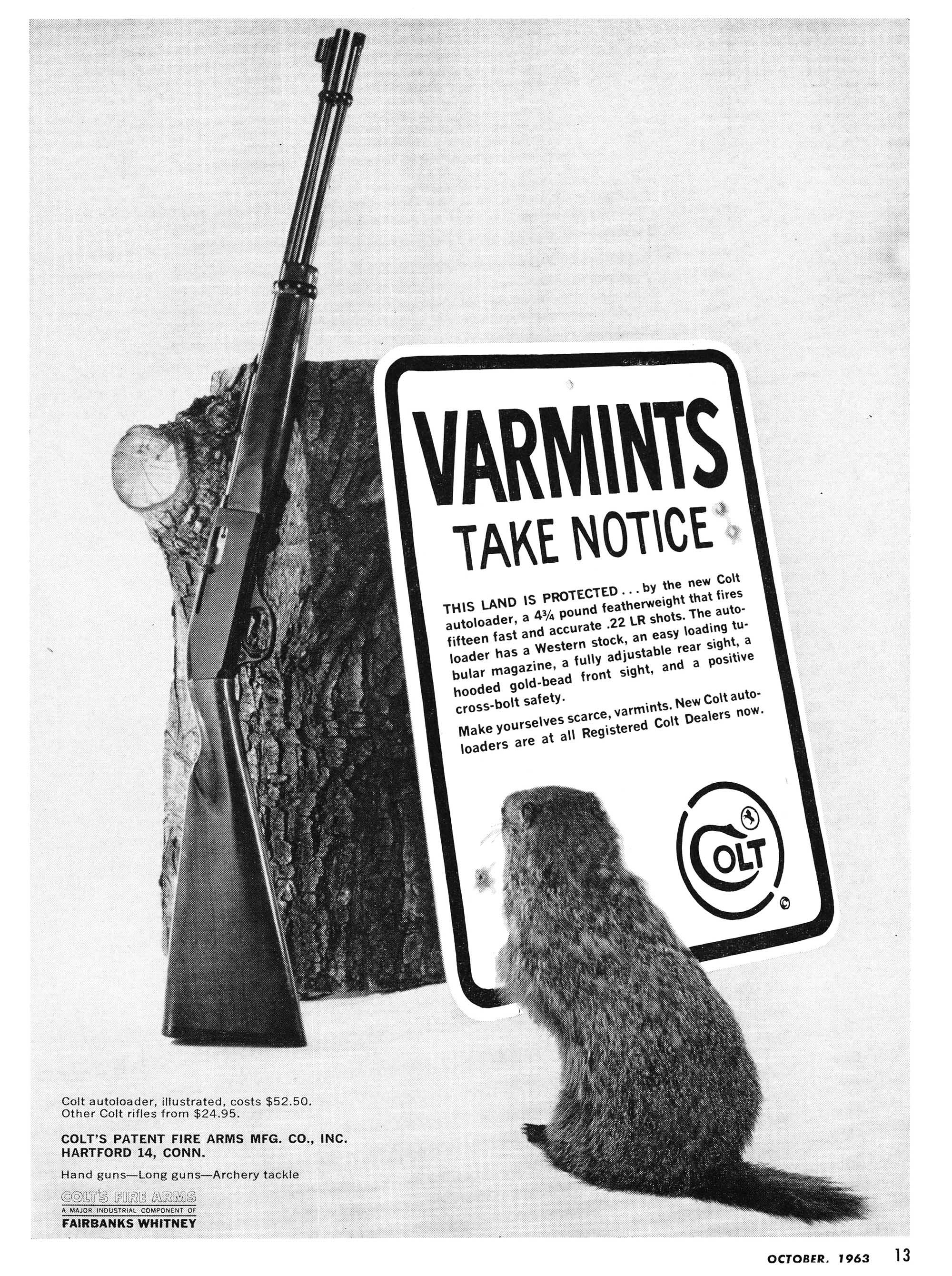 A Colt varmint rifle ad from the pages of Outdoor Life magazine