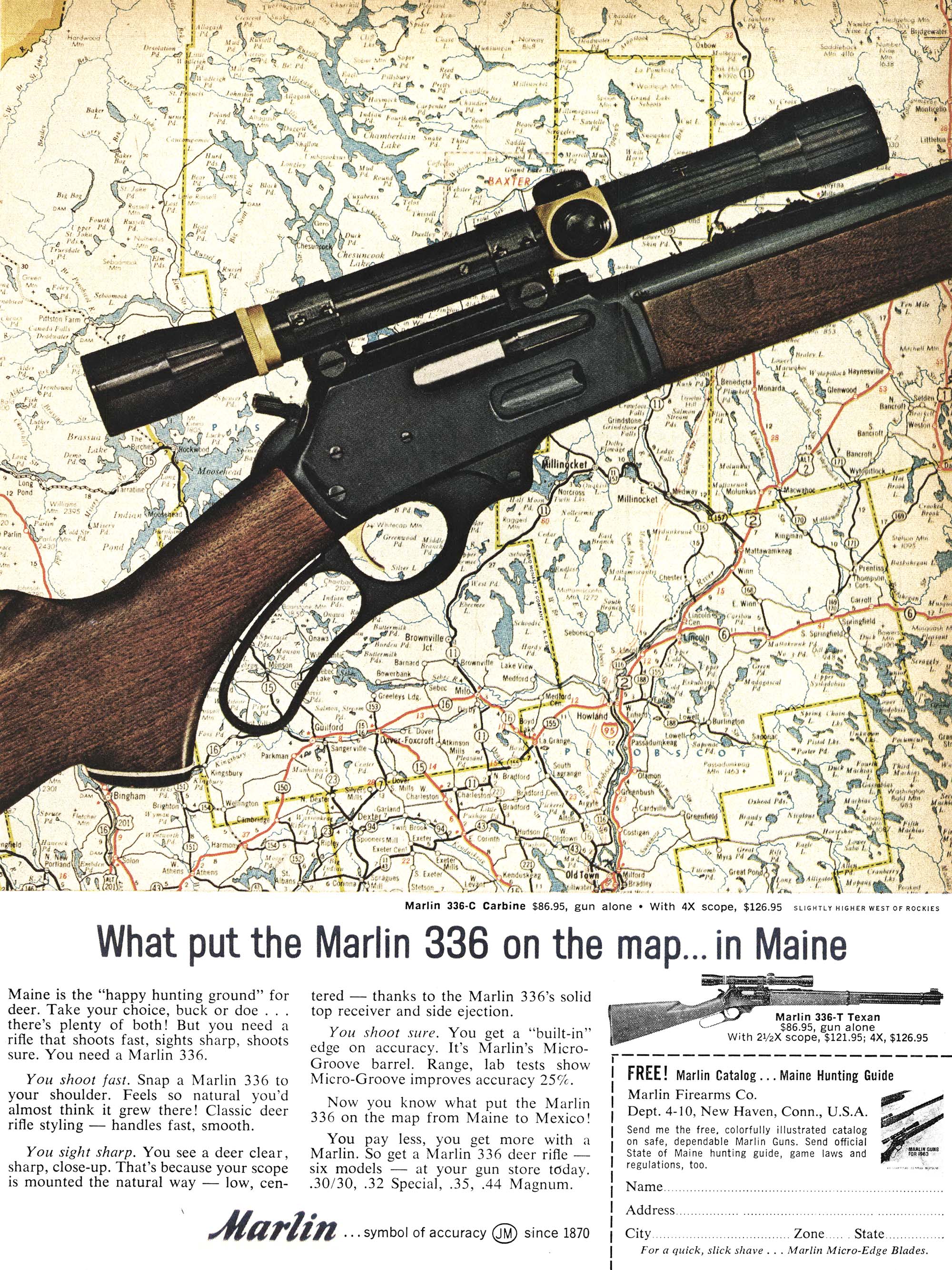 A Marline .338 gun ad from the pages of Outdoor Life magazine
