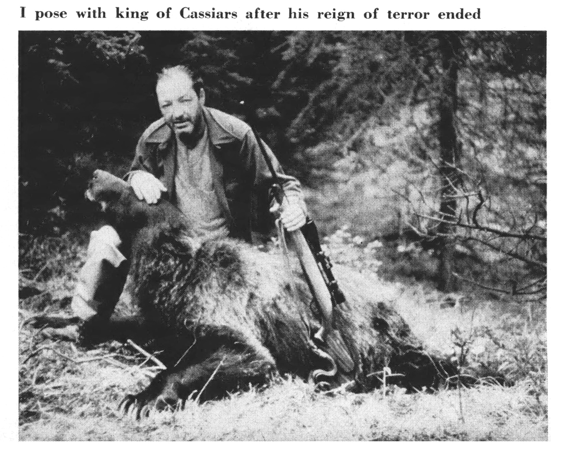 A black and white photo of jules ashlock with a grizzly