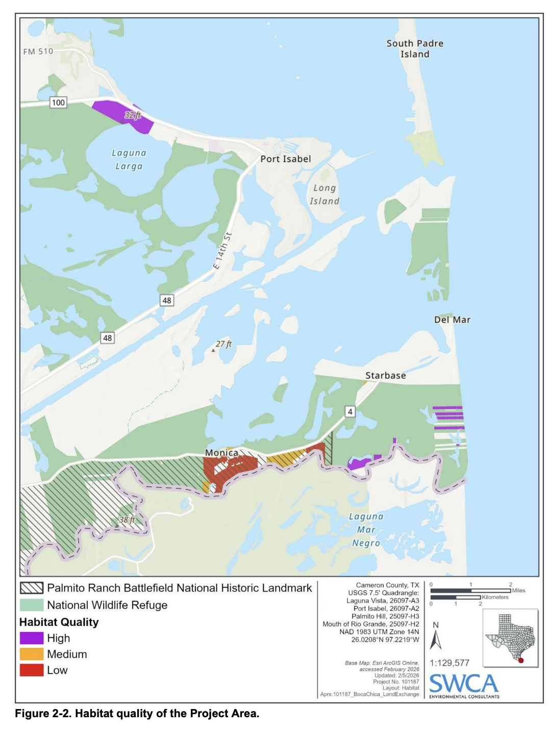 A map of the proposed SpaceX USFWS land swap habitat