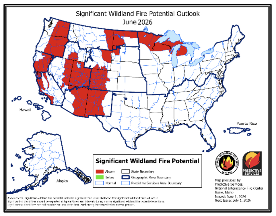 A june fire outlook map