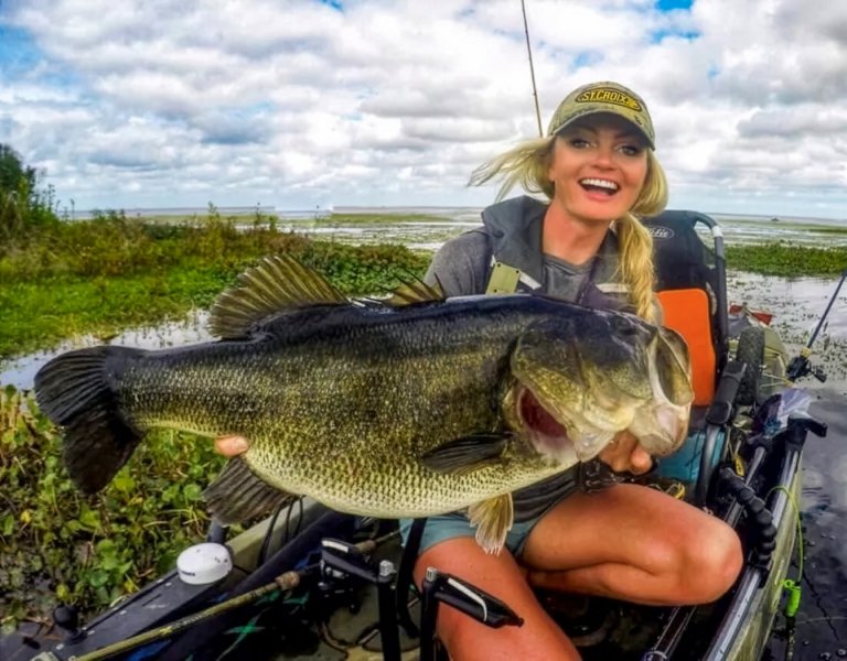 Kristine Fischer with a nice largemouth bass.
