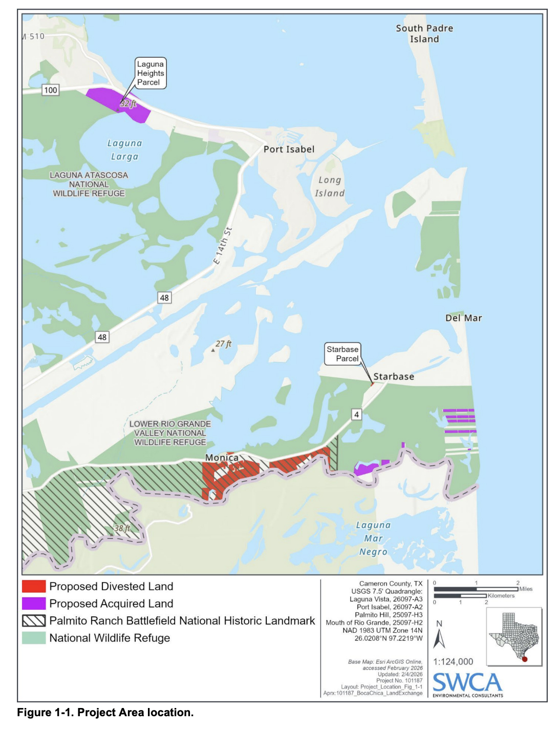 A map of the proposed SpaceX USFWS land swap