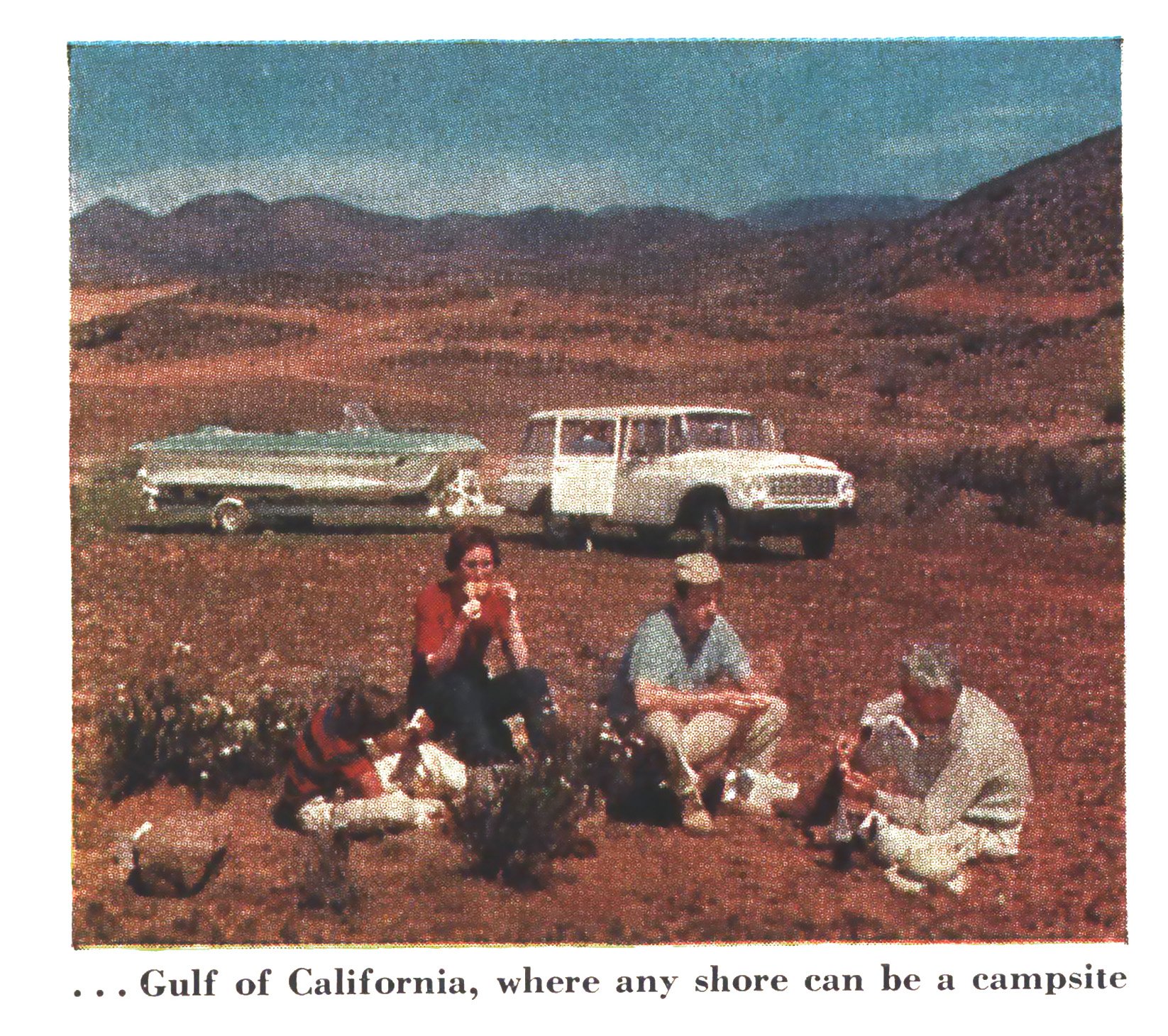 A vintage color photo of gulf of california camping.