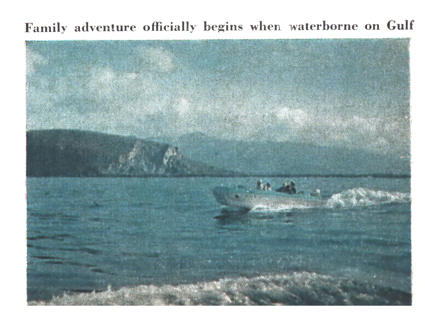 A vintage color photo of a boat on a lake.
