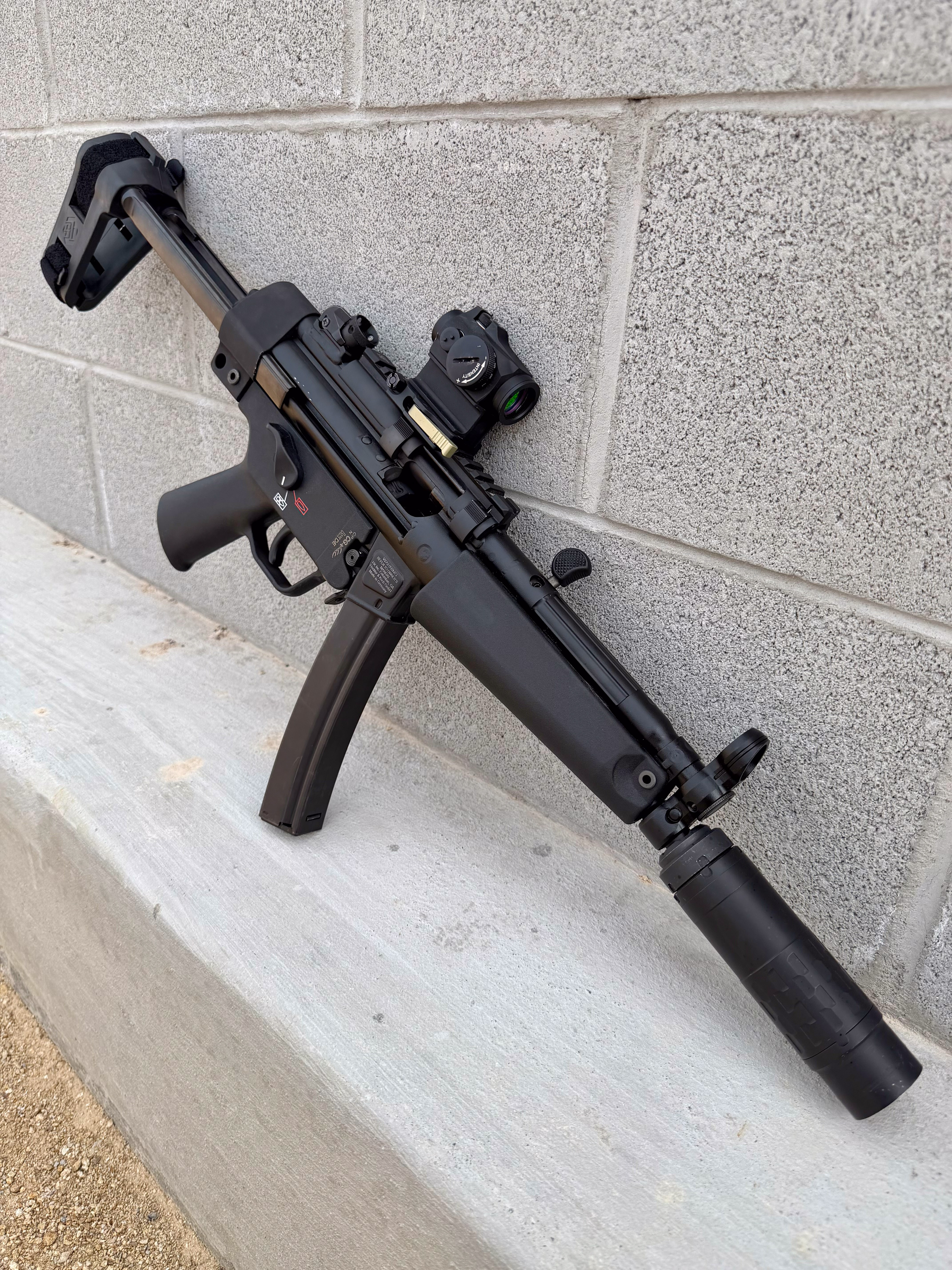 H&K M5 leaning on a wall