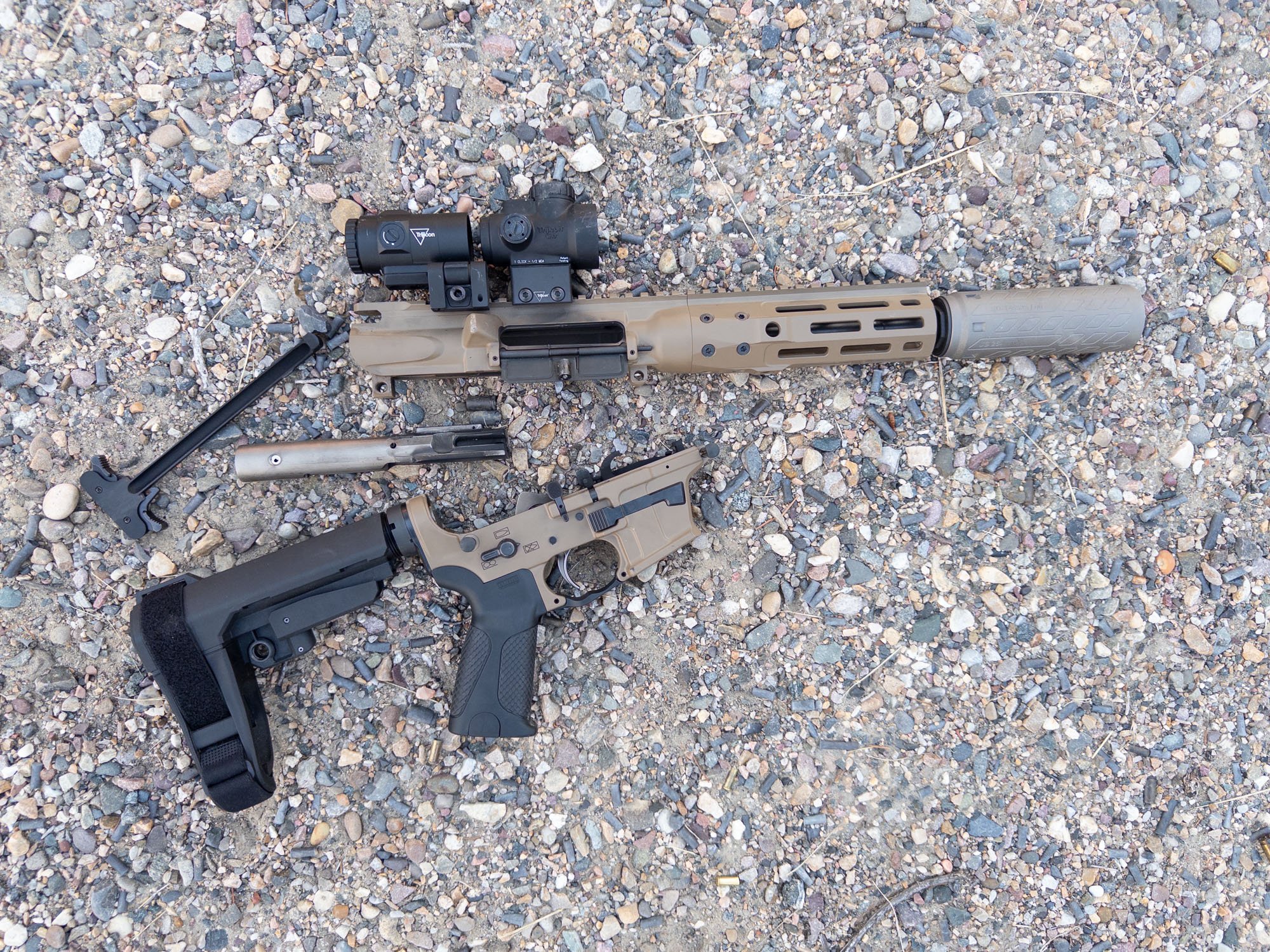 LWRC IC-9 field stripped for cleaning