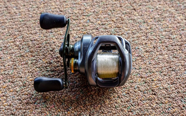 A top down view of the Shimano Curado DC reel