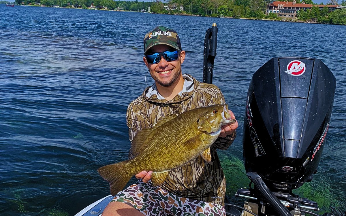 The author with a big smallmouth bass caught using FFS