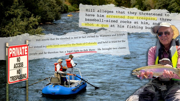 A collage of images related to a stream-access case in Colorado.